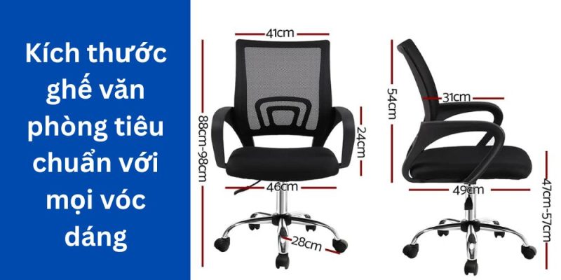Kích thước ghế văn phòng tiêu chuẩn