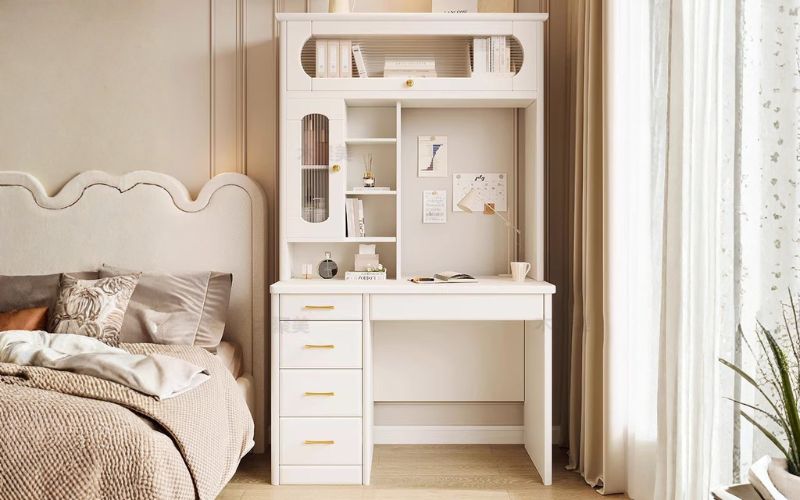 Bàn làm việc kết hợp trang điểm có ngăn, kệ để sách vở 