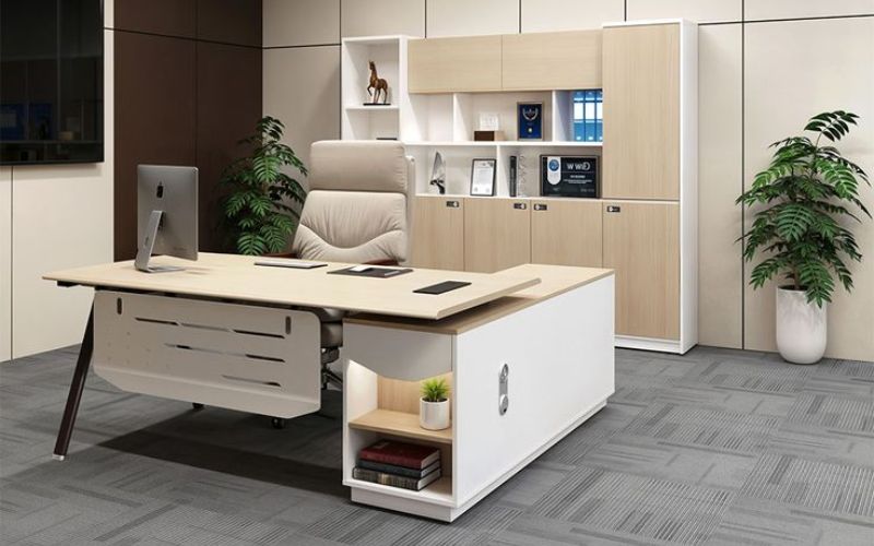 Bàn làm việc chữ L giúp tối ưu không gian văn phòng