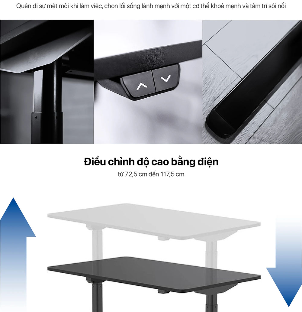 Chất liệu cao cấp, tính năng điều chỉnh dễ dàng của bàn BNH104