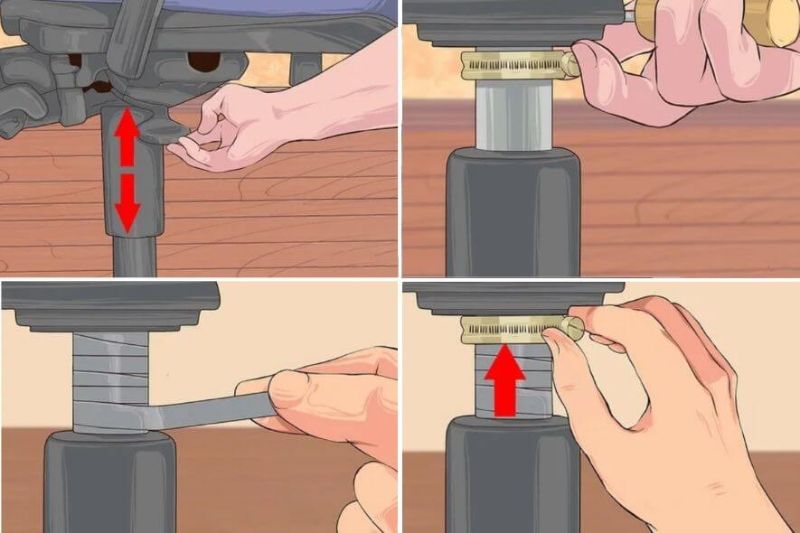 Sử dụng ống sửa để kẹp lại ghế không bị tụt